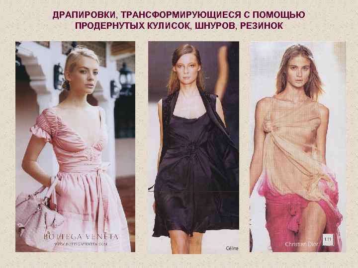 ДРАПИРОВКИ, ТРАНСФОРМИРУЮЩИЕСЯ С ПОМОЩЬЮ ПРОДЕРНУТЫХ КУЛИСОК, ШНУРОВ, РЕЗИНОК 