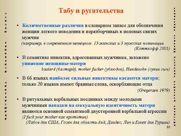 О Табу и ругательства Г Е Н Д С Е Н О В Ы