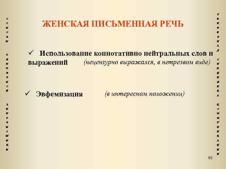 Г О С Н Е ЖЕНСКАЯ ПИСЬМЕННАЯ РЕЧЬ Н Д О Е В Р