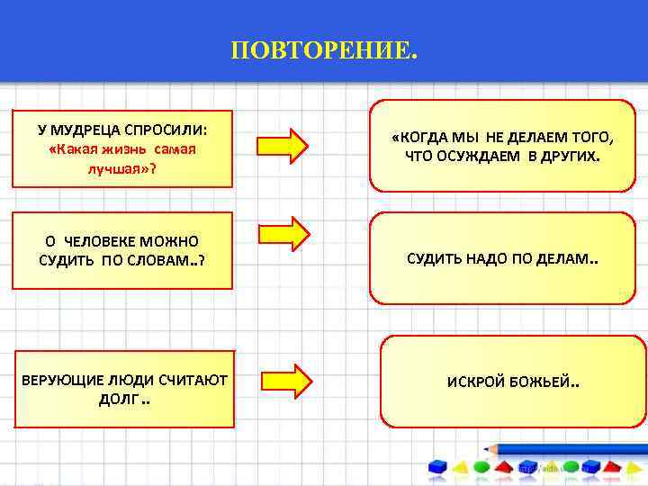 ПОВТОРЕНИЕ. У МУДРЕЦА СПРОСИЛИ: «Какая жизнь самая лучшая» ? «КОГДА МЫ НЕ ДЕЛАЕМ ТОГО,