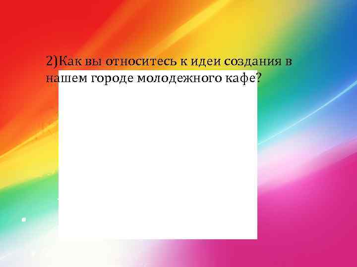 2)Как вы относитесь к идеи создания в нашем городе молодежного кафе? 