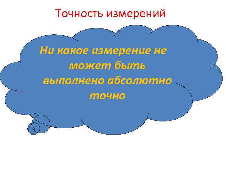 Точность измерений Ни какое измерение не может быть выполнено абсолютно точно 