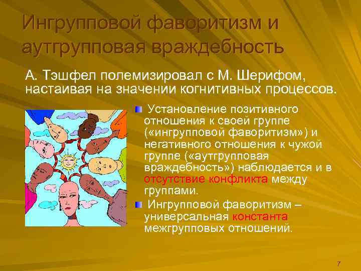 Ингрупповой фаворитизм и аутгрупповая враждебность А. Тэшфел полемизировал с М. Шерифом, настаивая на значении