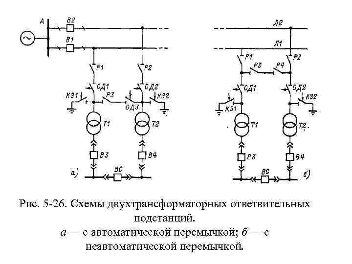 Схема двухтрансформаторной подстанции с первичным напряжением 35 кв