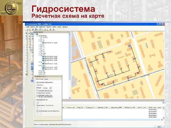 Гидросистема Расчетная схема на карте 