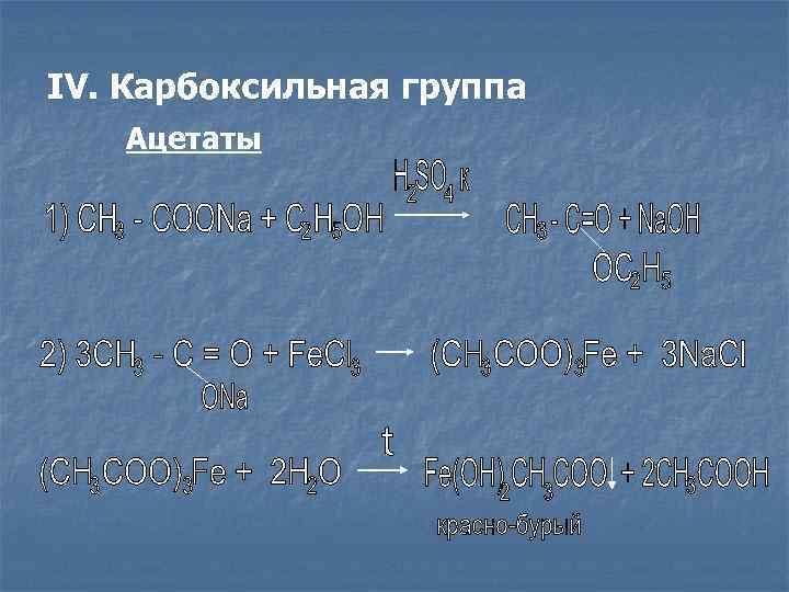 IV. Карбоксильная группа Ацетаты 