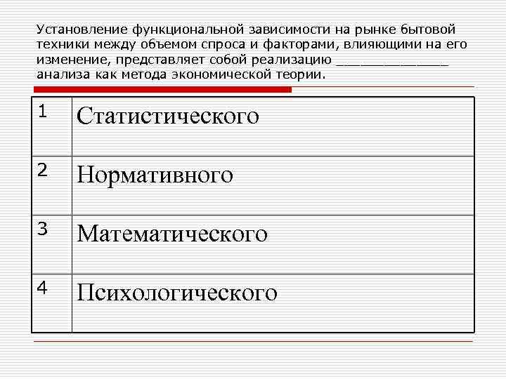 Установление функциональной зависимости на рынке бытовой техники между объемом спроса и факторами, влияющими на
