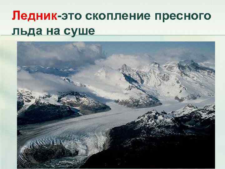 Ледник-это скопление пресного льда на суше 