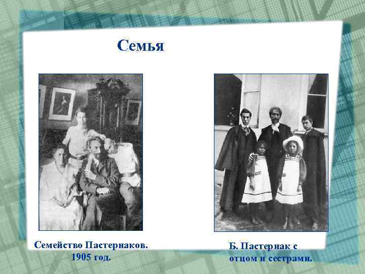 Семья Семейство Пастернаков. 1905 год. Б. Пастернак с отцом и сестрами. 