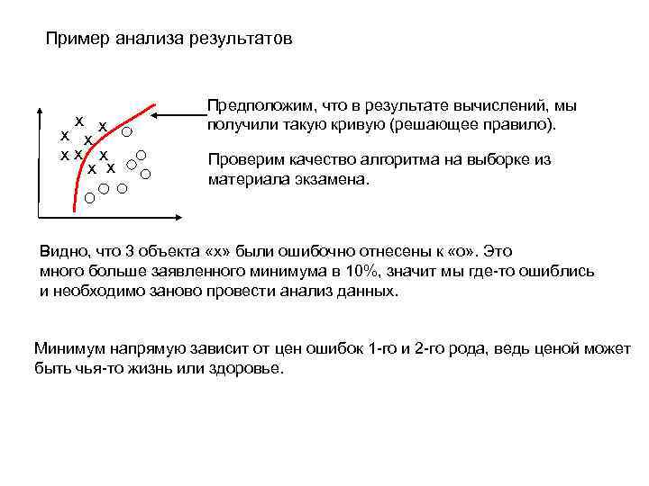 Пример анализа результатов х х хх х Предположим, что в результате вычислений, мы получили