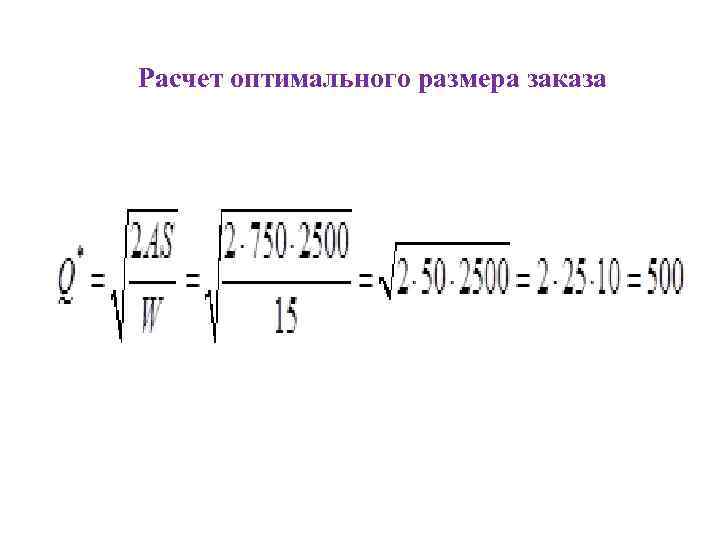 Расчет оптимального размера заказа 