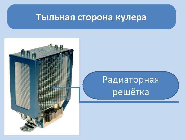 Тыльная сторона кулера Радиаторная решётка 