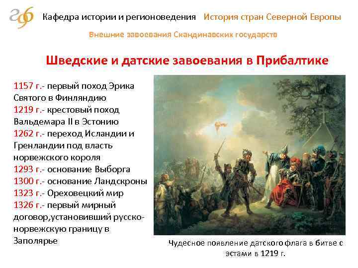Кафедра истории и регионоведения История стран Северной Европы Внешние завоевания Скандинавских государств Шведские и