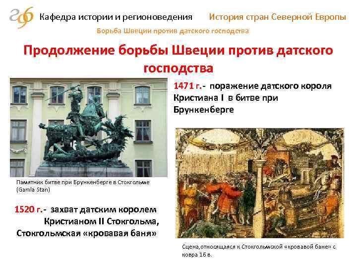 Кафедра истории и регионоведения История стран Северной Европы Борьба Швеции против датского господства Продолжение