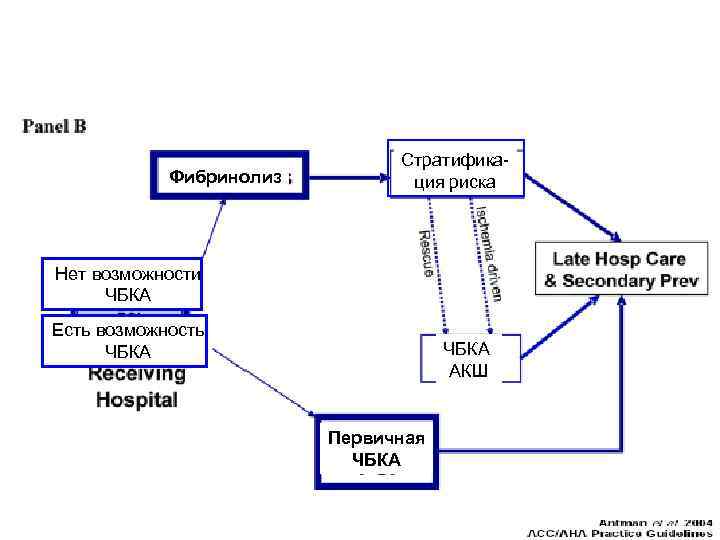 Фибринолиз Стратификация риска Нет возможности ЧБКА Есть возможность ЧБКА АКШ Первичная ЧБКА 