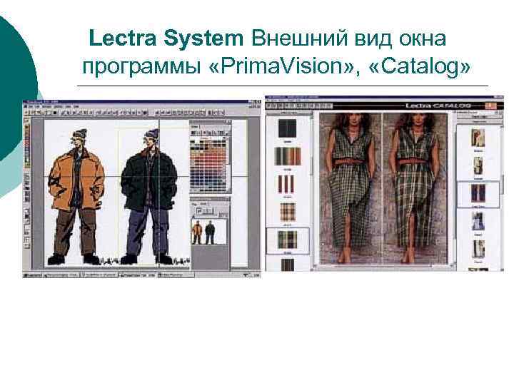 Lectra System Внешний вид окна программы «Prima. Vision» , «Catalog» 