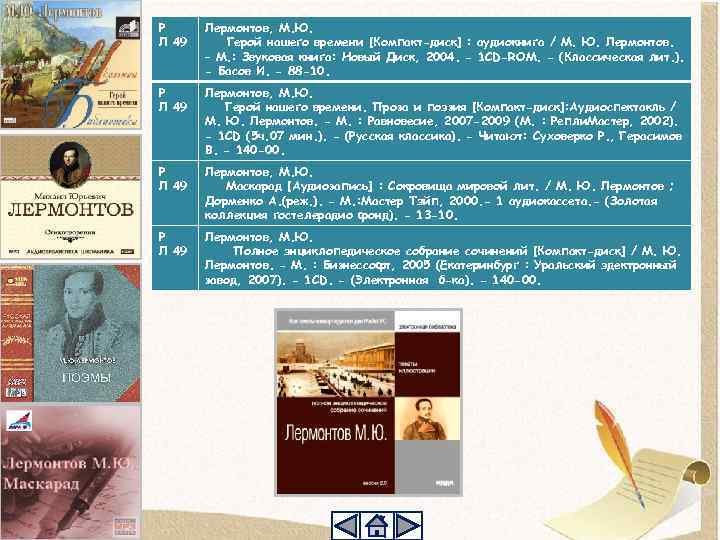 Р Л 49 Лермонтов, М. Ю. Герой нашего времени [Компакт-диск] : аудиокнига / М.