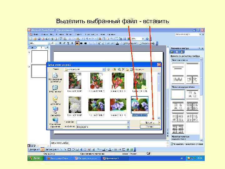 Выделить выбранный файл - вставить 