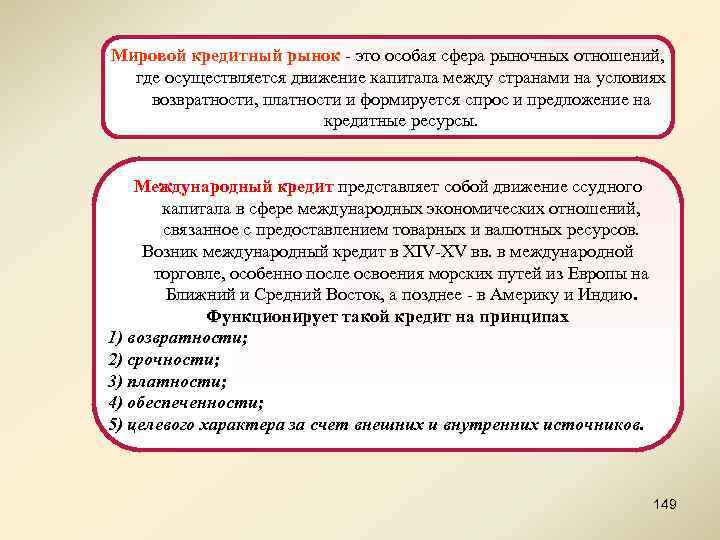 Мировой кредитный рынок - это особая сфера рыночных отношений, где осуществляется движение капитала между