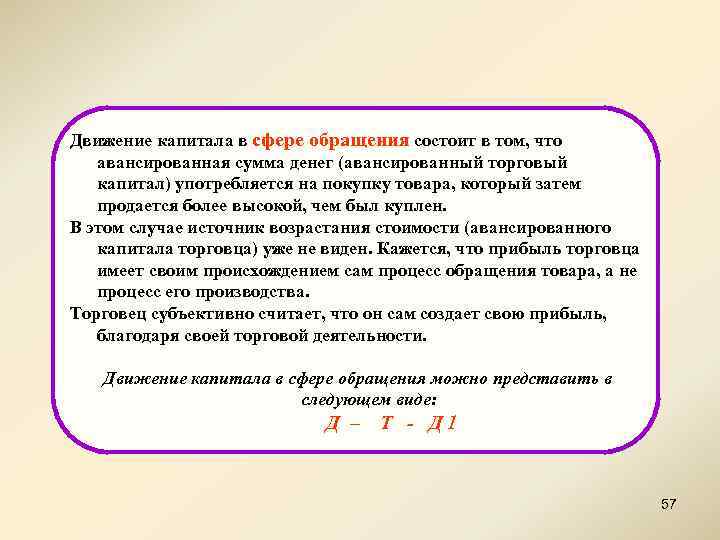 Движение капитала в сфере обращения состоит в том, что авансированная сумма денег (авансированный торговый