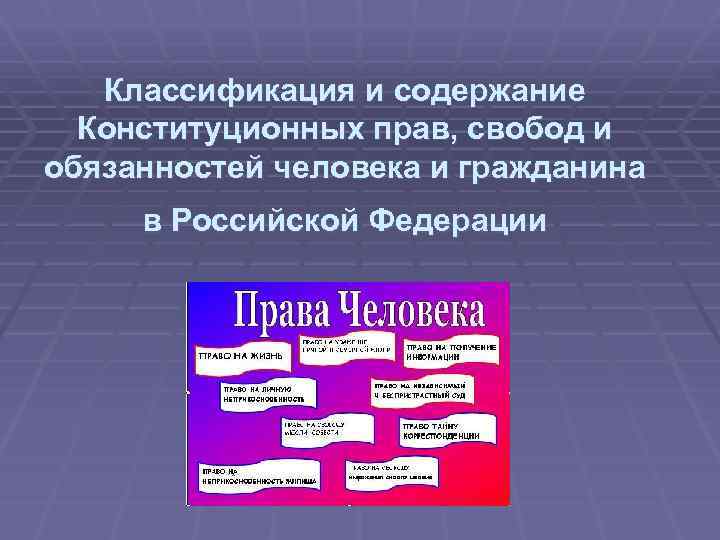 Классификация конституционных прав и свобод личности схема