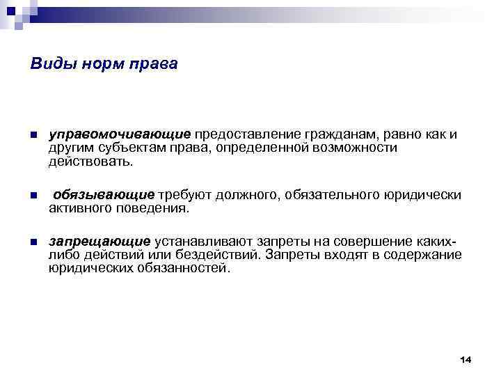 Виды норм права n управомочивающие предоставление гражданам, равно как и другим субъектам права, определенной