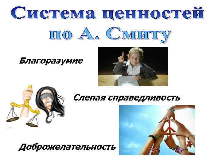 Благоразумие Слепая справедливость Доброжелательность 