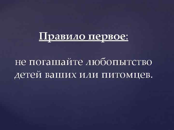 Правило первое: не погашайте любопытство детей ваших или питомцев. 