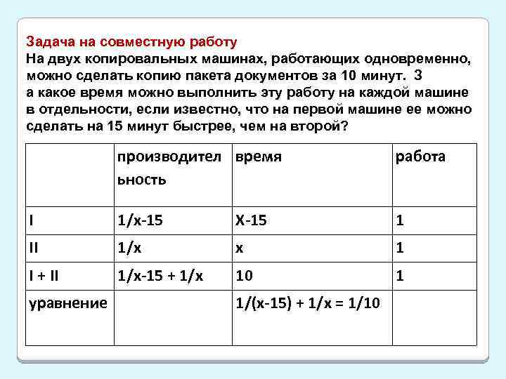 Два рабочих одинаковой квалификации. Задачи на работу текстовая задача. Задачи на одновременную работу. Решение текстовых задач на работу. Задачи на работу вместе.