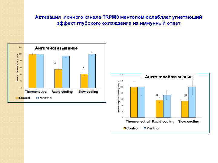 Активация ионного канала TRPM 8 ментолом ослабляет угнетающий эффект глубокого охлаждения на иммунный ответ