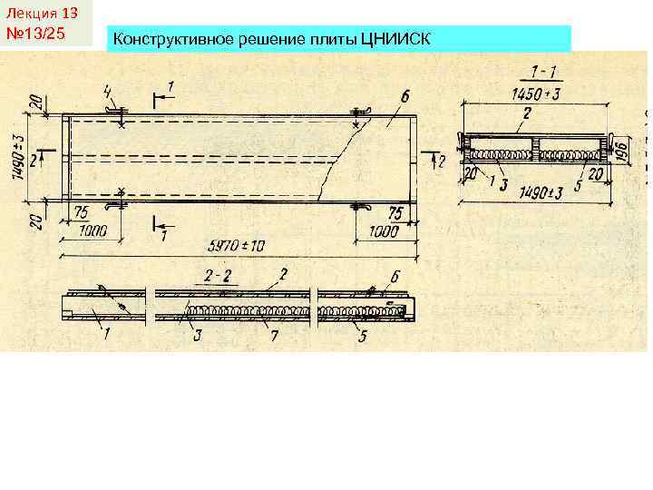 Лекция 13 № 13/25 Конструктивное решение плиты ЦНИИСК 