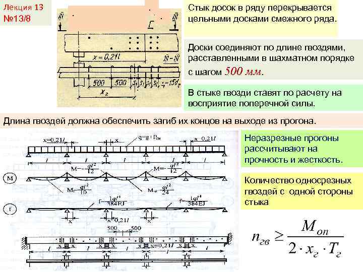 Лекция 13 № 13/8 . . . Стык досок в ряду перекрывается цельными досками