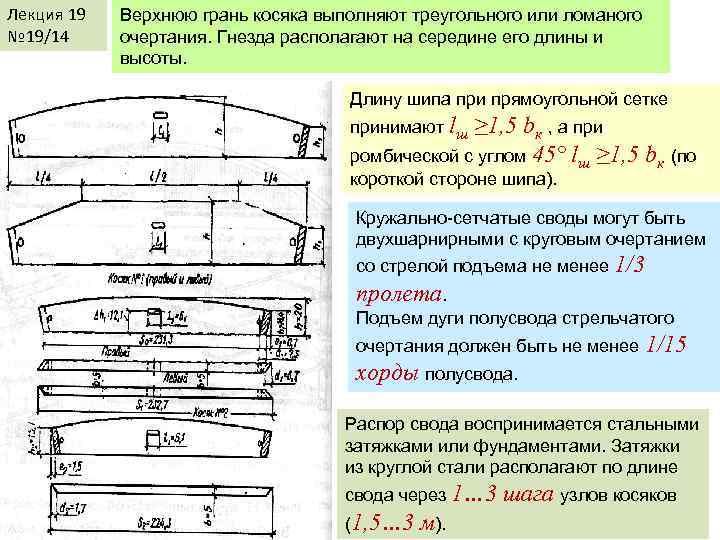 Лекция 19 № 19/14 Верхнюю грань косяка выполняют треугольного или ломаного очертания. Гнезда располагают
