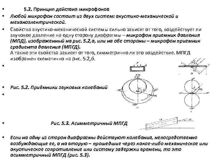  • 5. 2. Принцип действия микрофонов Любой микрофон состоит из двух систем: акустико-механической