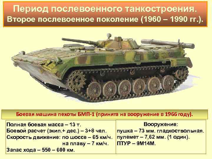 Период послевоенного танкостроения. Второе послевоенное поколение (1960 – 1990 гг. ). Боевая машина пехоты