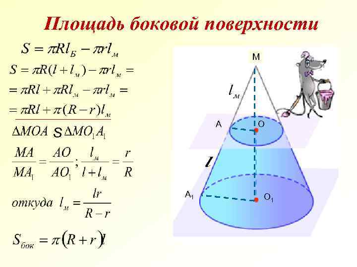 Найдите поверхность усеченного конуса