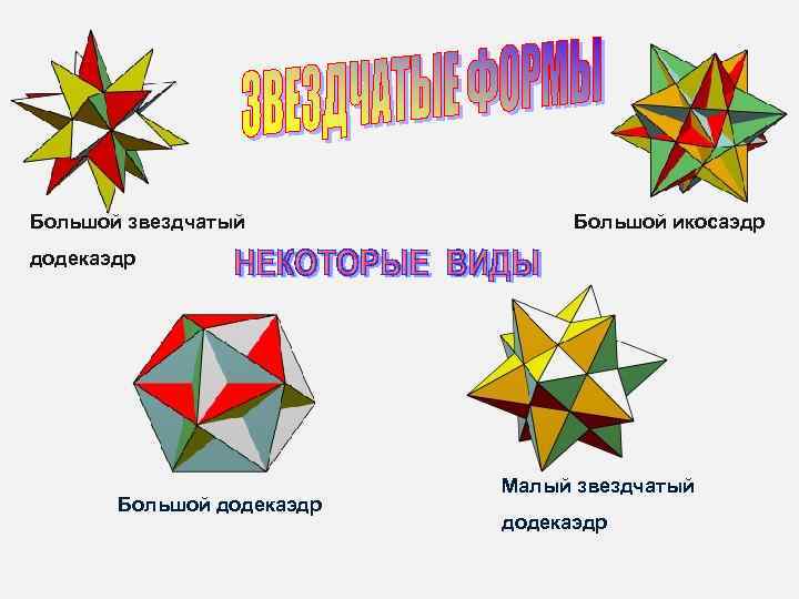 Большой звездчатый Большой икосаэдр додекаэдр Большой додекаэдр Малый звездчатый додекаэдр 