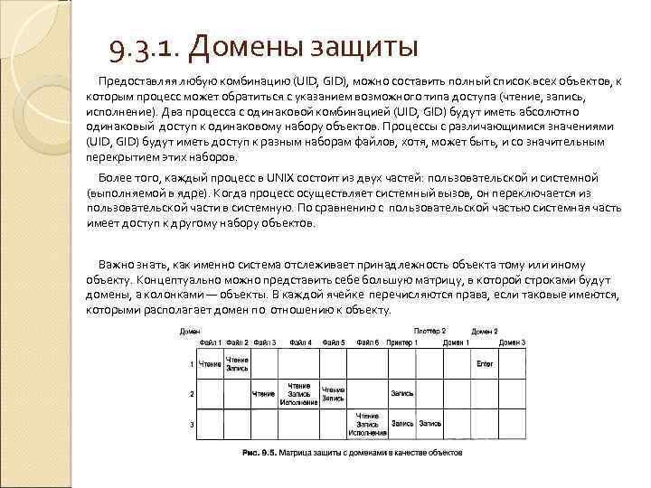 9. 3. 1. Домены защиты Предоставляя любую комбинацию (UID, GID), можно составить полный список