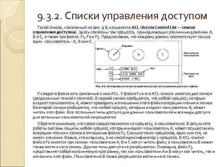 9. 3. 2. Списки управления доступом Такой список, показанный на рис. 9. 6, называется