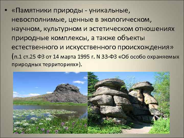 Памятники природы история. Памятники природы уникальные невосполнимые ценные в экологическом. Государственным памятником природы. Особенности памятников природы. Правовой режим памятников природы.