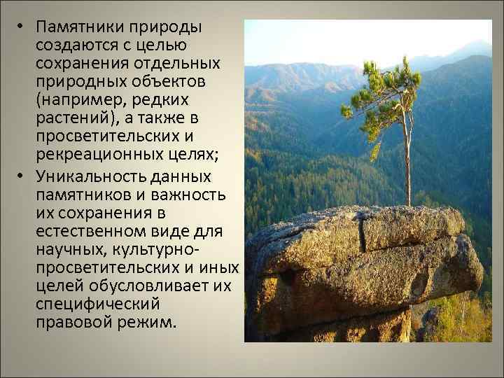 Уникальные в экологическом и эстетическом плане природные объекты разрешенные к посещению туристами