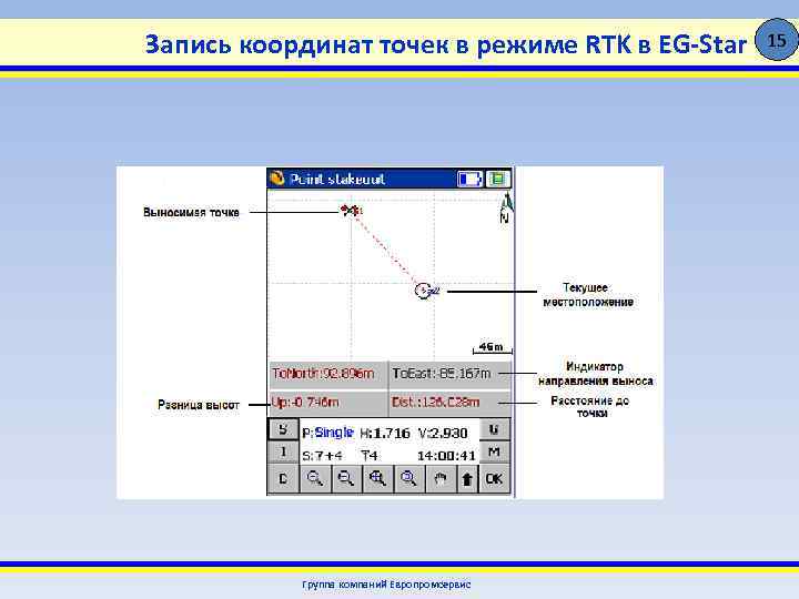 Запись координат точек в режиме RTK в EG-Star Группа компаний Европромсервис 15 