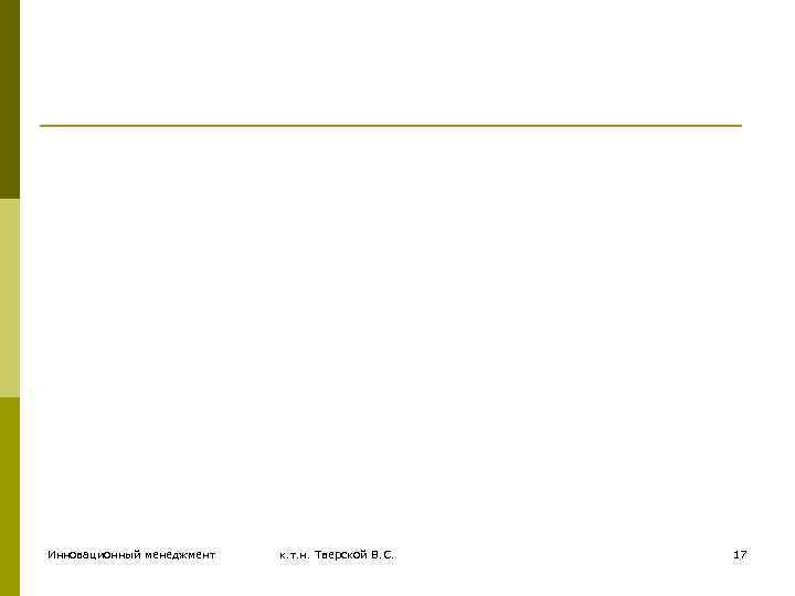 Инновационный менеджмент к. т. н. Тверской В. С. 17 