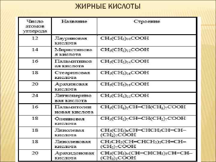 ЖИРНЫЕ КИСЛОТЫ 