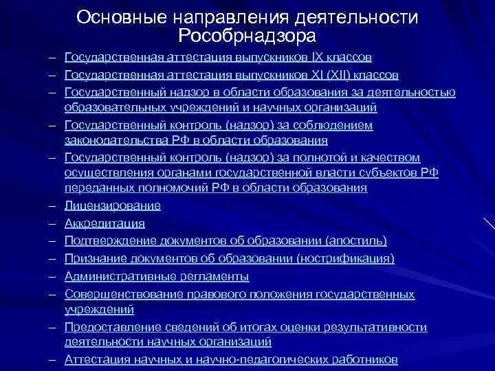 Основные направления деятельности Рособрнадзора – Государственная аттестация выпускников IX классов – Государственная аттестация выпускников