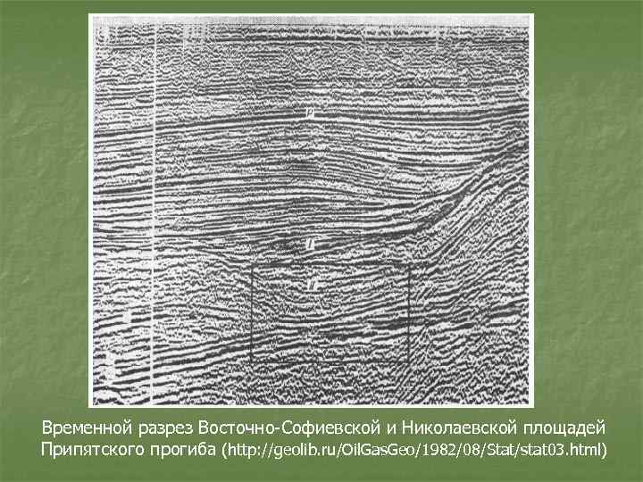 Временной разрез Восточно-Софиевской и Николаевской площадей Припятского прогиба (http: //geolib. ru/Oil. Gas. Geo/1982/08/Stat/stat 03.
