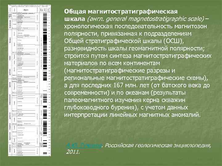 Общая магнитостратиграфическая шкала (англ. general magnetostratigraphic scale) – хронологическая последовательность магнитозон полярности, привязанная к