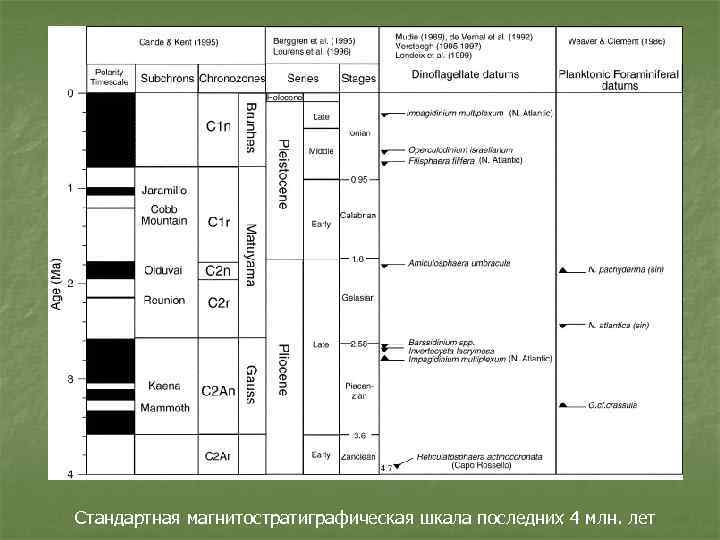 Стандартная магнитостратиграфическая шкала последних 4 млн. лет 