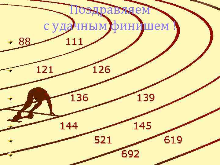 Поздравляем с удачным финишем ! 88 111 126 139 144 145 521 619 692