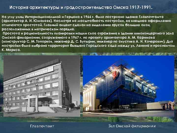 История архитектуры и градостроительства Омска 1917 -1991. На углу улиц Интернациональной и Герцена в